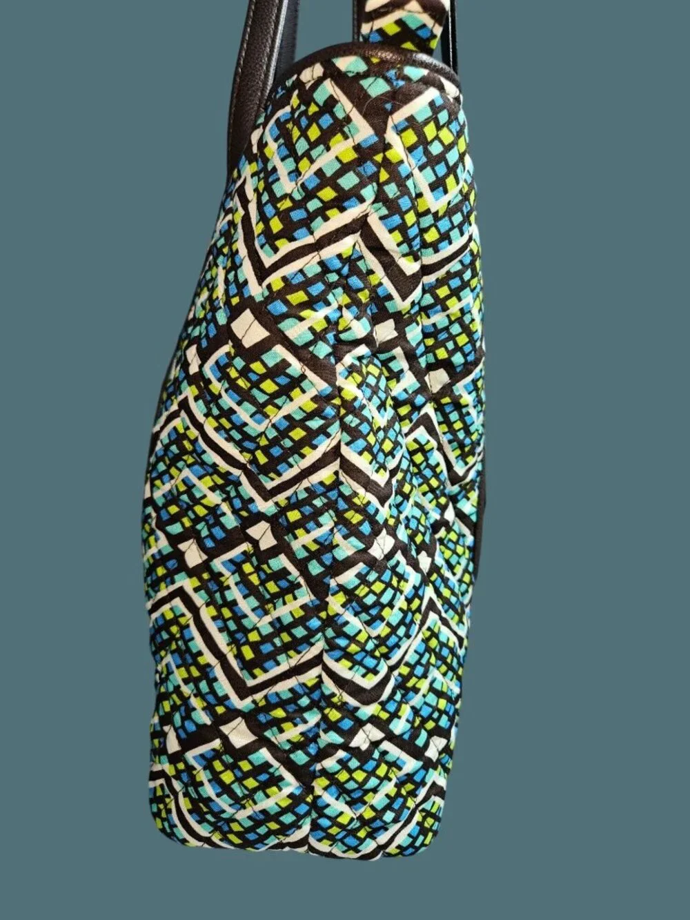 Vera Bradley Small Trimmed Vera Rain Forest Top Zip Tote Shoulder Bag - Picture 6 of 10